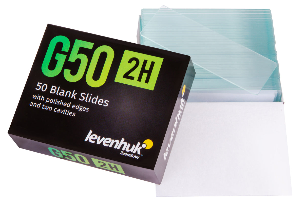 Vetrini vuoti Levenhuk G50 2H a cavità doppia, 50 pz.