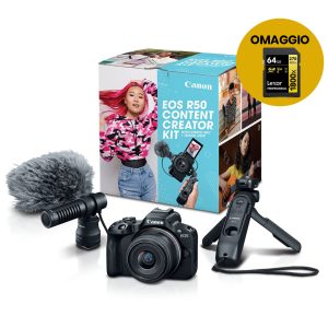 Canon EOS R50 con 18/45 IS STM Creator Kit – Garanzia Canon Italia – OMAGGIO Lexar SDXC Professional 64Gb 1800x