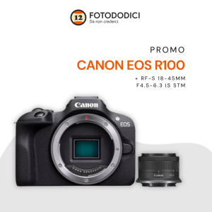 Canon Eos R100 + RF-S 18-45MM F4.5-6.3 IS STM – Garanzia Canon Italia