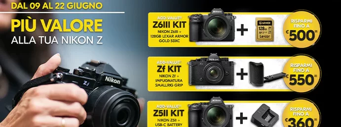 Nikon Yellow Summer ... Sconto in cassa + Add Value dal 9 al 22 Giugno 2025