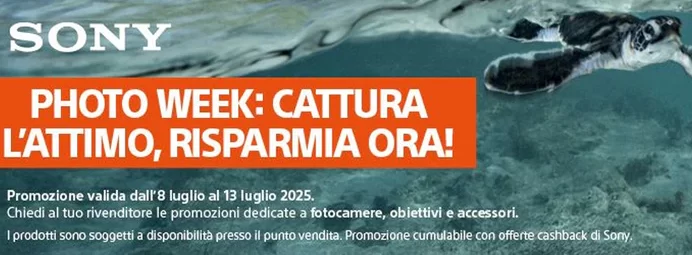 Sony Photo Week dal 8 Luglio - 13 Luglio 2025