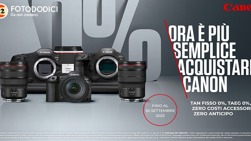Canon Finanziamento Tasso 0% dal 2 Luglio al 30 Settembre 2025