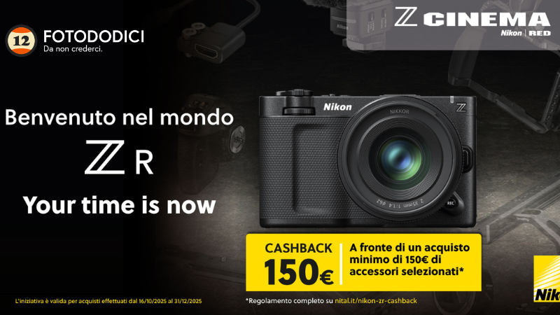 Nikon ZR Cashback 150€ su accessori selezionati fino al 31/12/2025